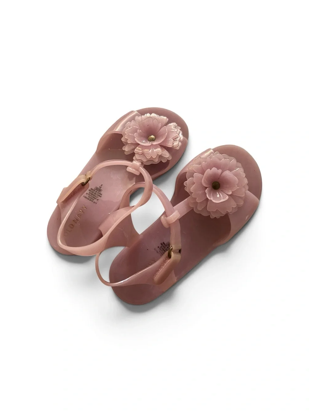 Old Navy Blush Pink Jelly Sandals with Layered Flower size 9 toddler